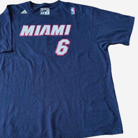 ADIDAS Miami Heat LeBron James #6 Jersey T-Shirt XXL 2 Sided NBA Basketball 2XL - Picture 1 of 7